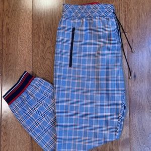 NWOT MILLY Plaid Joggers Wool Pants with Elastic Cuff Wool Size: 4-6
